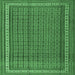 Square Southwestern Emerald Green Country Rug, tr2754emgrn