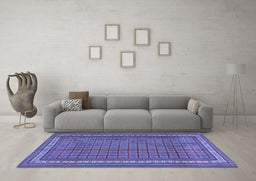 Machine Washable Southwestern Blue Country Rug in a Living Room, wshtr2754blu