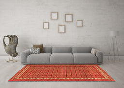 Machine Washable Southwestern Orange Country Area Rugs in a Living Room, wshtr2754org
