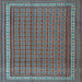 Square Machine Washable Southwestern Light Blue Country Rug, wshtr2754lblu