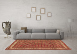 Machine Washable Southwestern Brown Country Rug in a Living Room,, wshtr2754brn