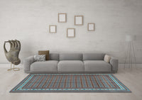 Machine Washable Southwestern Light Blue Country Rug, wshtr2754lblu