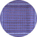 Round Machine Washable Southwestern Blue Country Rug, wshtr2754blu