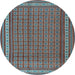 Round Machine Washable Southwestern Light Blue Country Rug, wshtr2754lblu