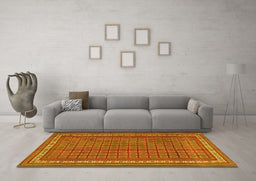 Machine Washable Southwestern Yellow Country Rug in a Living Room, wshtr2754yw