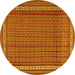 Round Southwestern Yellow Country Rug, tr2754yw