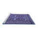 Sideview of Machine Washable Persian Blue Traditional Rug, wshtr2755blu