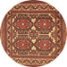 Round Machine Washable Persian Brown Traditional Rug, wshtr2755brn