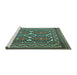 Sideview of Machine Washable Persian Turquoise Traditional Area Rugs, wshtr2755turq