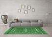 Machine Washable Persian Emerald Green Traditional Area Rugs in a Living Room,, wshtr2755emgrn