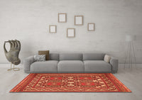 Machine Washable Persian Orange Traditional Rug, wshtr2755org