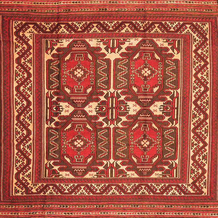 Round Machine Washable Persian Orange Traditional Area Rugs, wshtr2755org