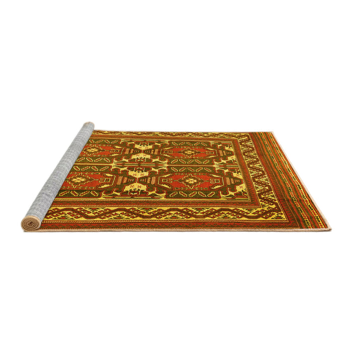 Sideview of Machine Washable Persian Yellow Traditional Rug, wshtr2755yw