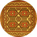 Round Machine Washable Persian Yellow Traditional Rug, wshtr2755yw