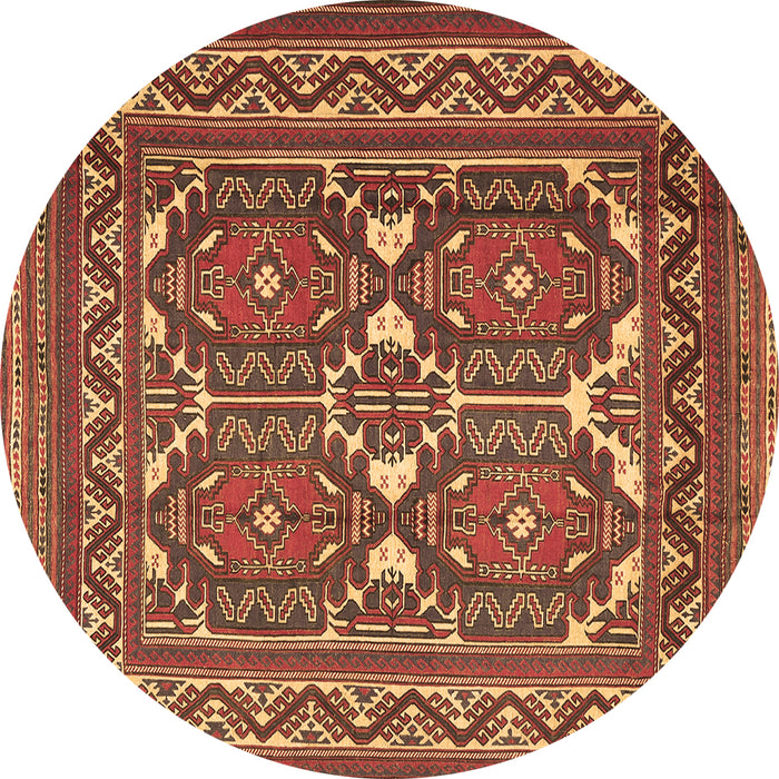 Round Persian Brown Traditional Rug, tr2755brn