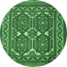 Round Persian Emerald Green Traditional Rug, tr2755emgrn