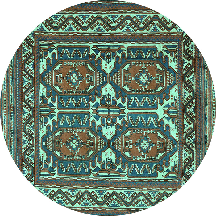 Round Persian Turquoise Traditional Rug, tr2755turq