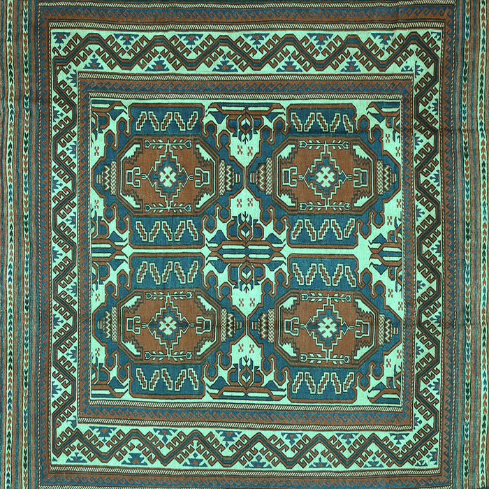 Square Machine Washable Persian Turquoise Traditional Area Rugs, wshtr2755turq