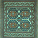 Square Machine Washable Persian Turquoise Traditional Area Rugs, wshtr2755turq