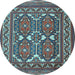 Round Persian Light Blue Traditional Rug, tr2755lblu