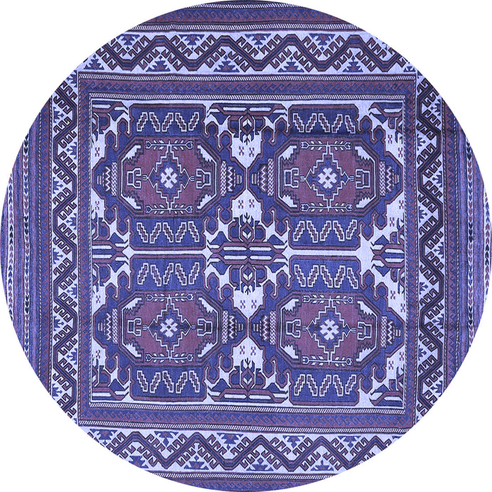 Round Machine Washable Persian Blue Traditional Rug, wshtr2755blu