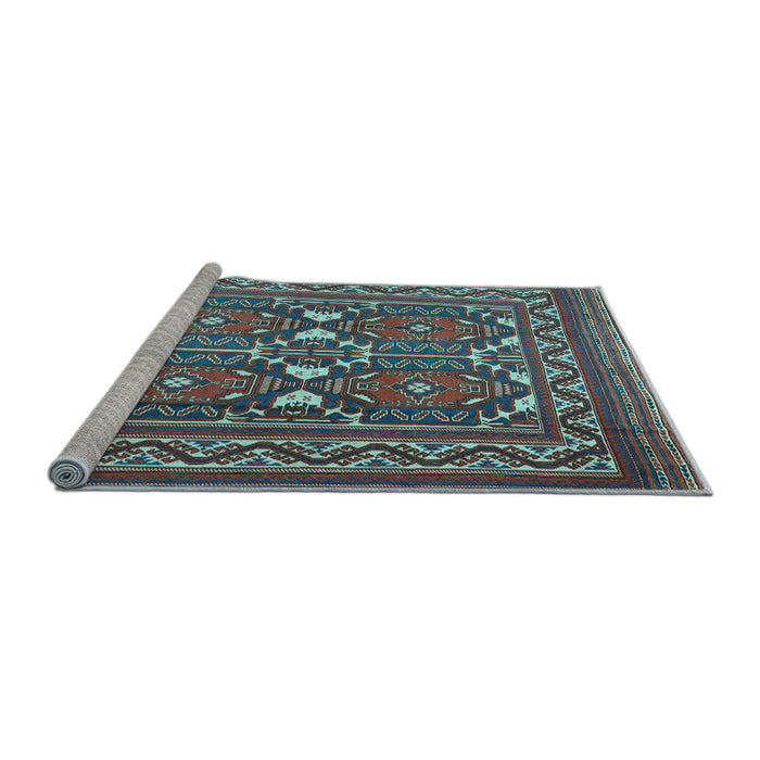 Sideview of Machine Washable Persian Light Blue Traditional Rug, wshtr2755lblu