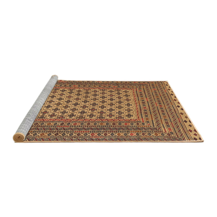 Sideview of Machine Washable Traditional Dark Sienna Brown Rug, wshtr2756