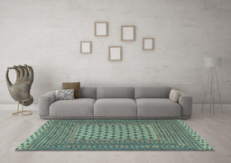 Machine Washable Southwestern Light Blue Country Rug in a Living Room, wshtr2756lblu