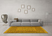 Machine Washable Southwestern Yellow Country Rug in a Living Room, wshtr2756yw