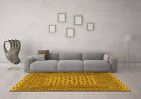 Machine Washable Southwestern Yellow Country Rug, wshtr2756yw