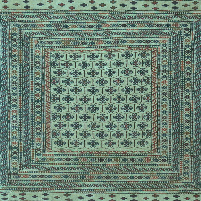 Square Machine Washable Southwestern Light Blue Country Rug, wshtr2756lblu