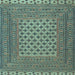 Square Machine Washable Southwestern Light Blue Country Rug, wshtr2756lblu