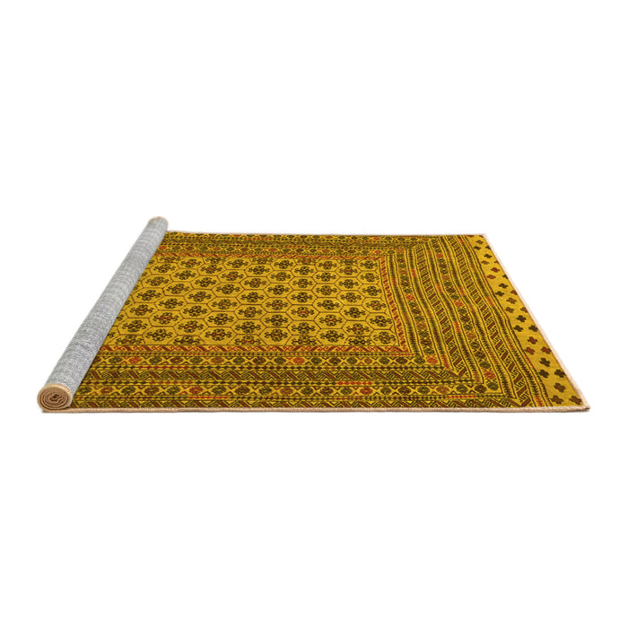 Sideview of Machine Washable Southwestern Yellow Country Rug, wshtr2756yw