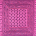 Square Machine Washable Southwestern Pink Country Rug, wshtr2756pnk