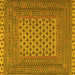 Square Machine Washable Southwestern Yellow Country Rug, wshtr2756yw