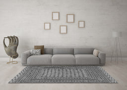 Machine Washable Southwestern Gray Country Rug in a Living Room,, wshtr2756gry