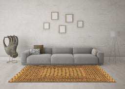 Machine Washable Southwestern Brown Country Rug in a Living Room,, wshtr2756brn