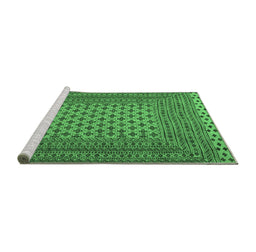 Sideview of Machine Washable Southwestern Emerald Green Country Area Rugs, wshtr2756emgrn