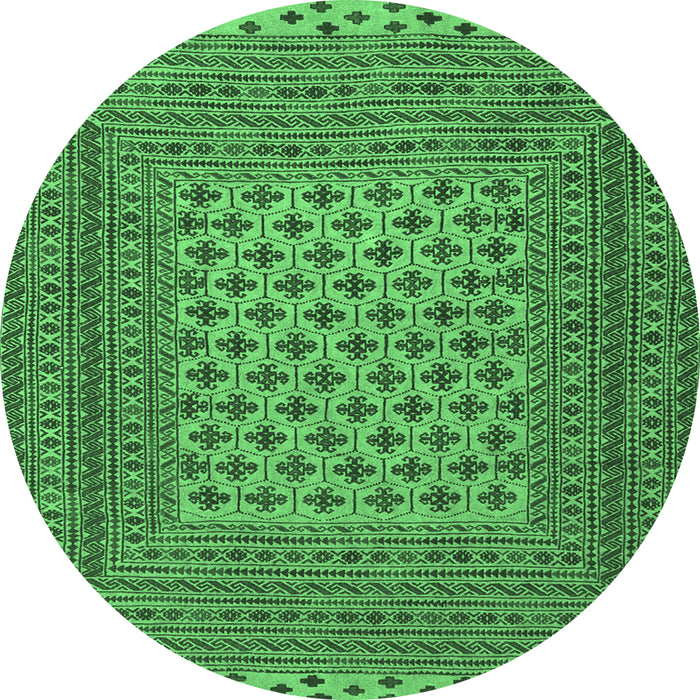 Round Southwestern Emerald Green Country Rug, tr2756emgrn