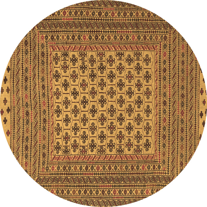Round Southwestern Brown Country Rug, tr2756brn