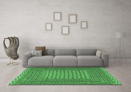 Machine Washable Southwestern Emerald Green Country Area Rugs in a Living Room,, wshtr2756emgrn