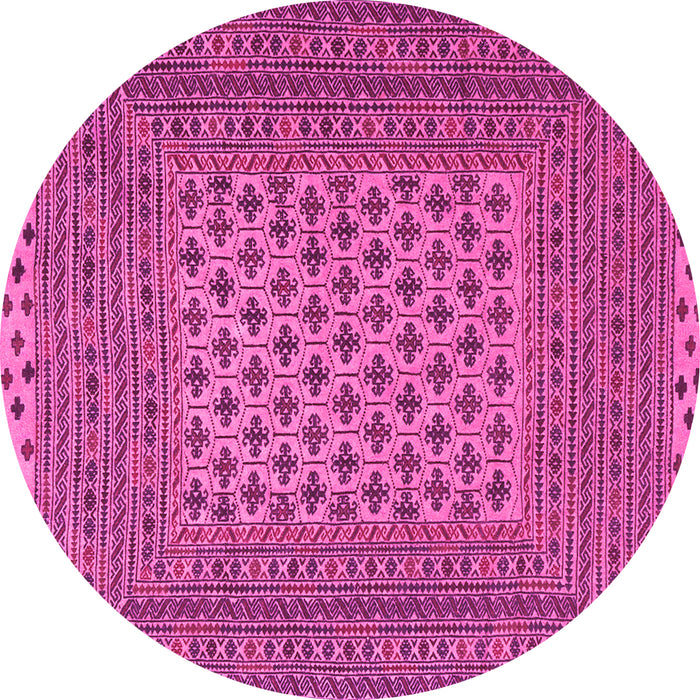 Round Machine Washable Southwestern Pink Country Rug, wshtr2756pnk