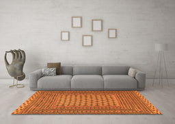 Machine Washable Southwestern Orange Country Area Rugs in a Living Room, wshtr2756org