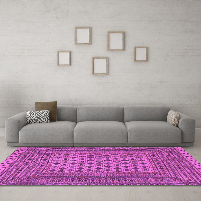 Machine Washable Southwestern Purple Country Area Rugs in a Living Room, wshtr2756pur