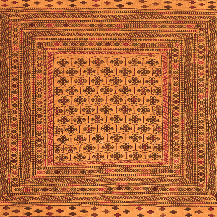 Round Machine Washable Southwestern Orange Country Area Rugs, wshtr2756org