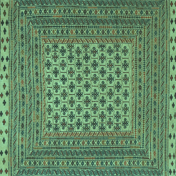 Square Machine Washable Southwestern Turquoise Country Area Rugs, wshtr2756turq