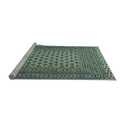Sideview of Machine Washable Southwestern Light Blue Country Rug, wshtr2756lblu