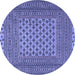 Round Southwestern Blue Country Rug, tr2756blu