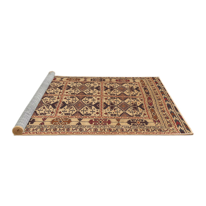 Sideview of Machine Washable Traditional Dark Sienna Brown Rug, wshtr2757