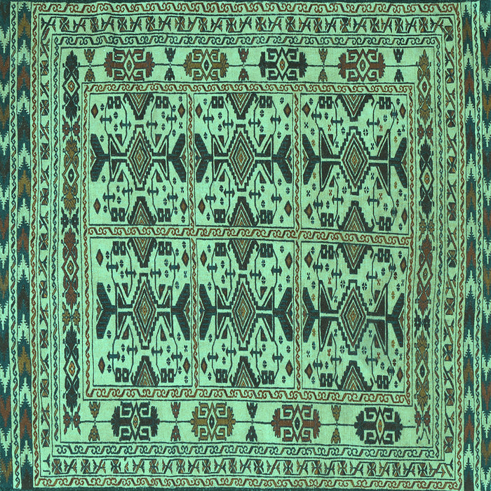 Square Machine Washable Southwestern Turquoise Country Area Rugs, wshtr2757turq